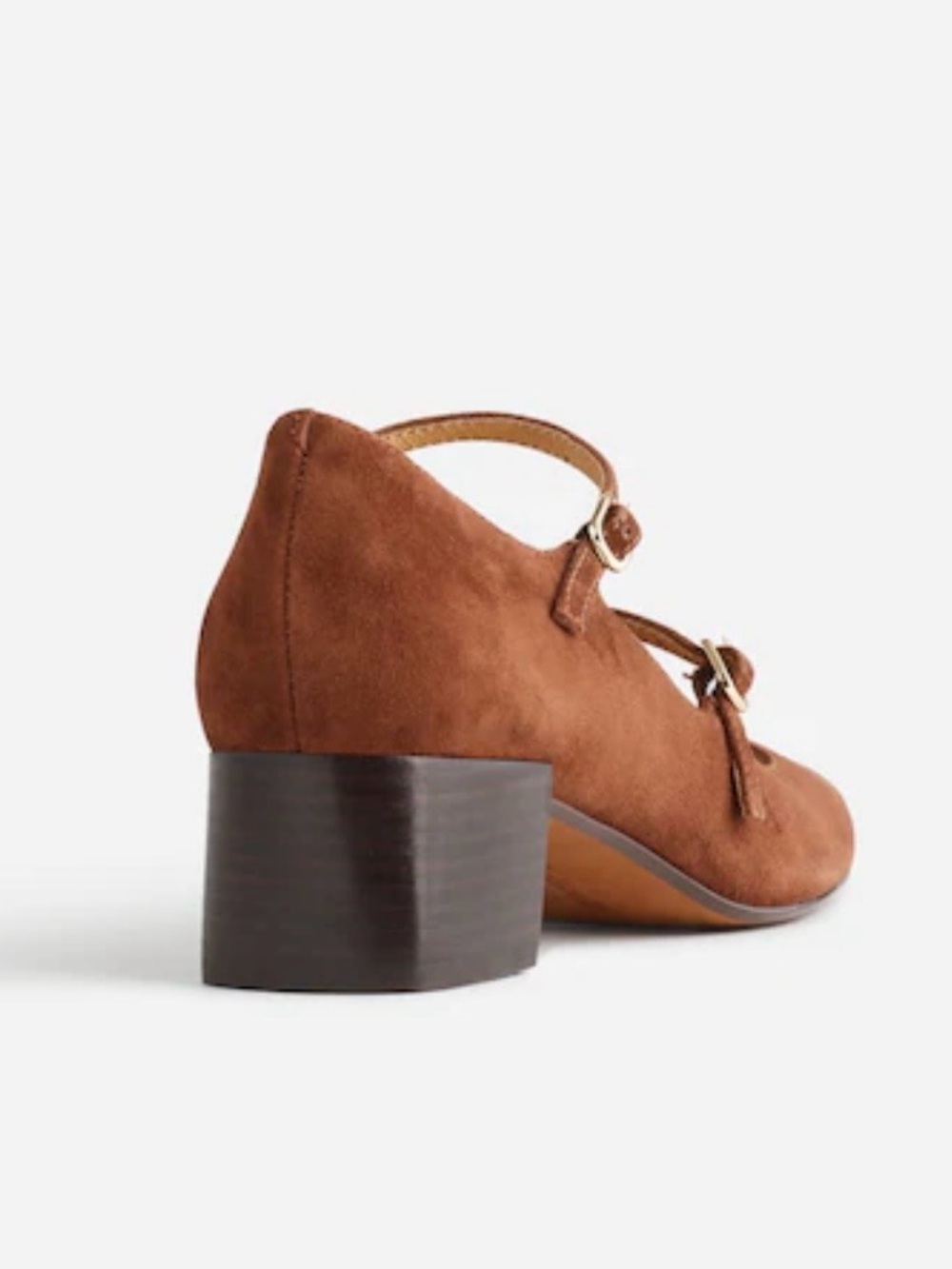 Madewell Nettie Suede Heeled Mary Jane Shoes Mahogany - Picture 3 of 11